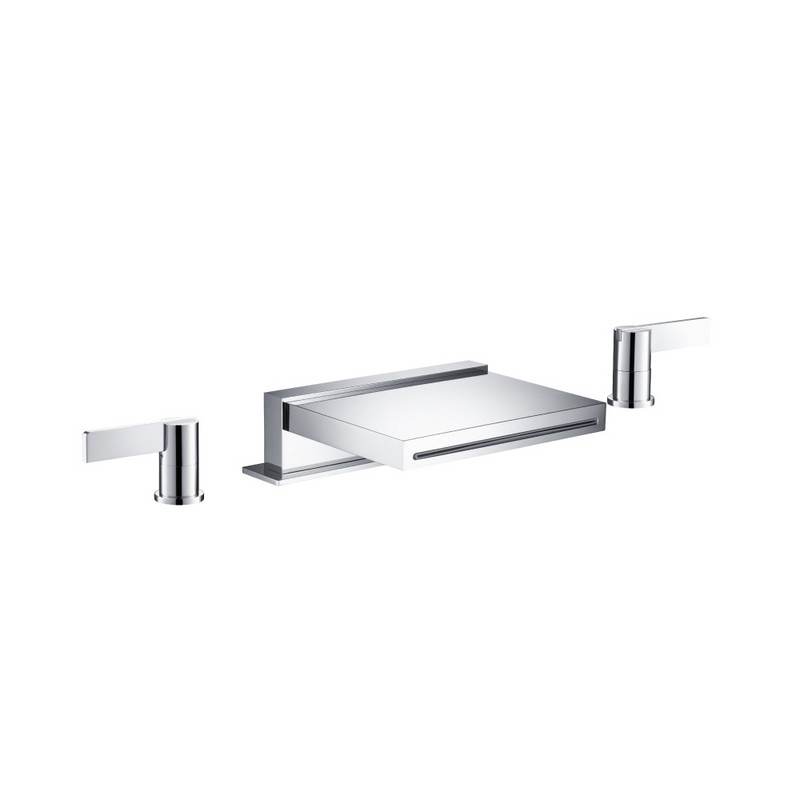 ISENBERG 145.2410CFCP SERIE 145 1 1/2 INCH 3 HOLE DECK MOUNT CASCADE AND SHEET FLOW ROMAN TUB FAUCET