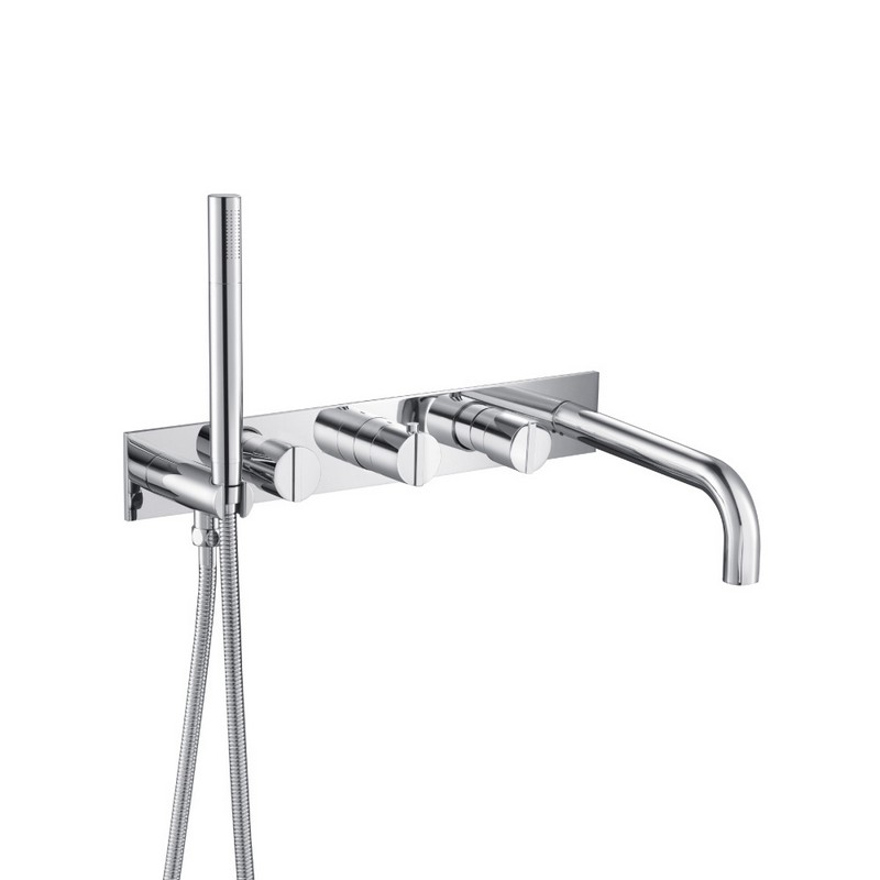 ISENBERG 145.2691 SERIE 145 17 1/2 INCH WALL MOUNT TUB FILLER WITH HAND SHOWER