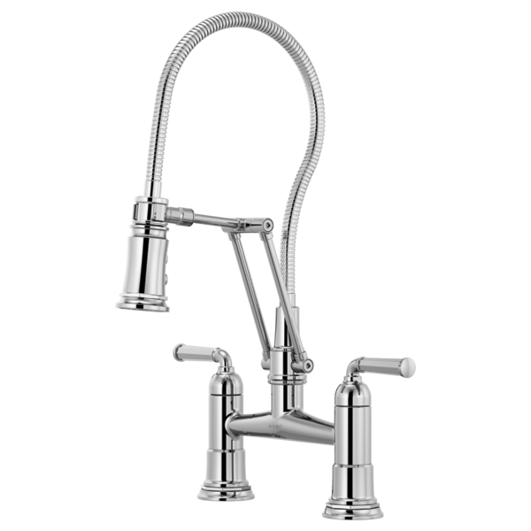 BRIZO 62174LF ROOK ARTICULATING BRIDGE FAUCET WITH FINISHED HOSE