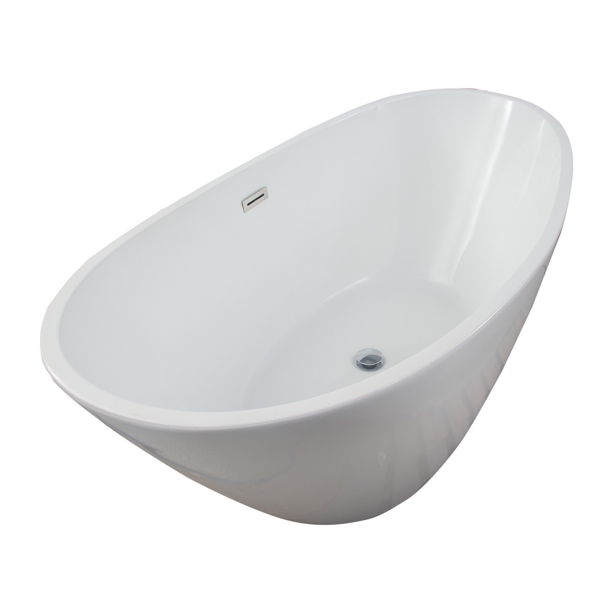 BARCLAY ATDSN62FIG NEWMAN 62 INCH ACRYLIC FREESTANDING OVAL SOAKING DOUBLE SLIPPER BATHTUB IN WHITE WITH INTEGRAL DRAIN AND OVERFLOW