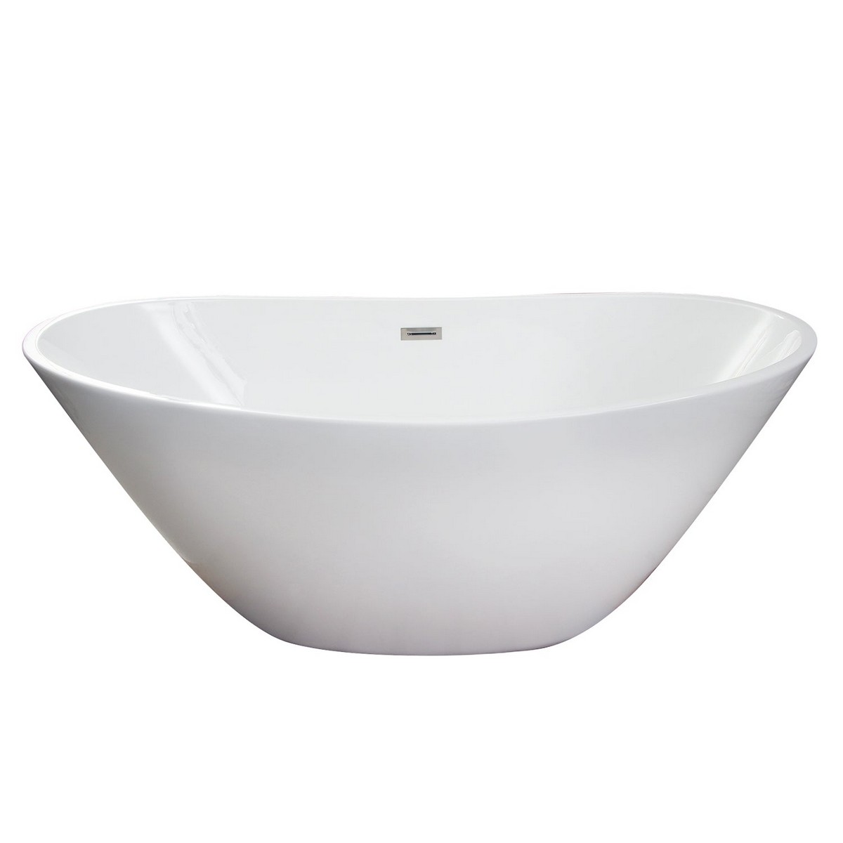 BARCLAY ATDSN68FIG NICKELBY 67 1/4 INCH ACRYLIC FREESTANDING OVAL SOAKING DOUBLE SLIPPER BATHTUB IN WHITE WITH INTEGRAL DRAIN AND OVERFLOW