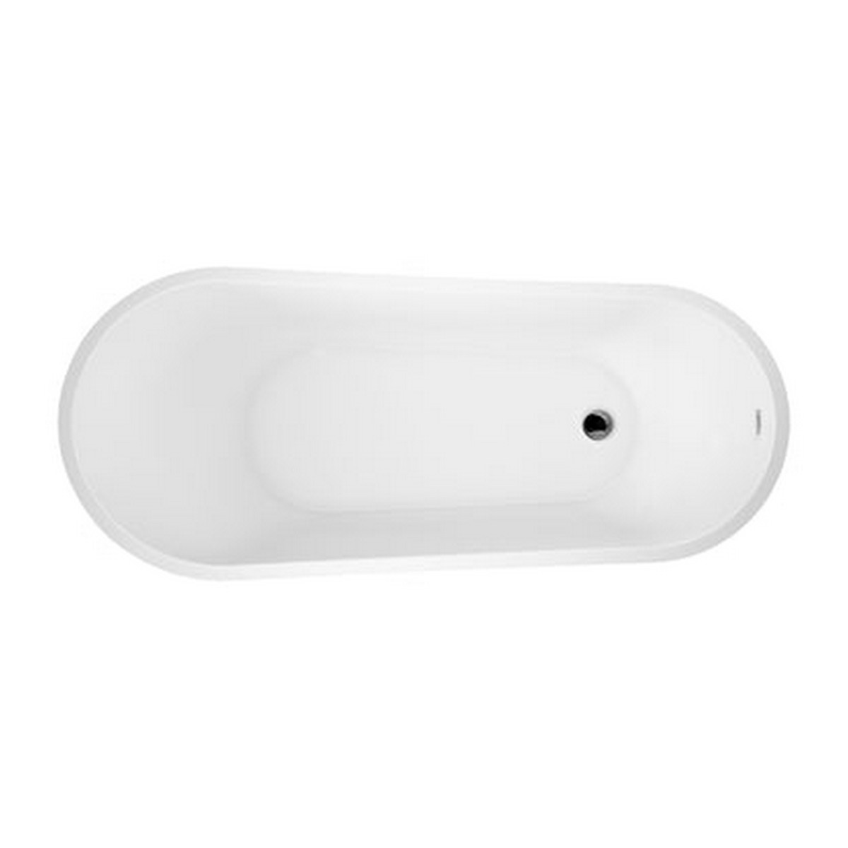 BARCLAY ATFSN67SIG MALINDA 65 1/4 INCH ACRYLIC FREESTANDING OVAL SOAKING SLIPPER BATHTUB IN WHITE WITH INTEGRAL DRAIN AND OVERFLOW