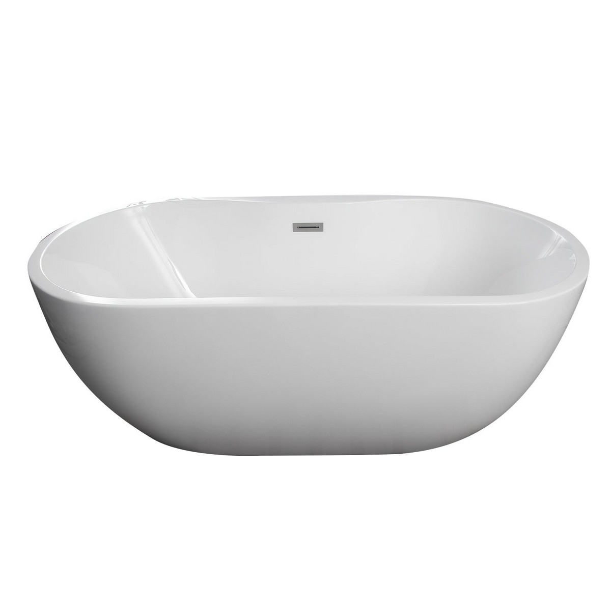 BARCLAY ATOVN56BIG PAN 55 1/2 INCH ACRYLIC FREESTANDING OVAL SOAKING BATHTUB IN WHITE WITH INTEGRAL DRAIN AND OVERFLOW AND TAP DECK