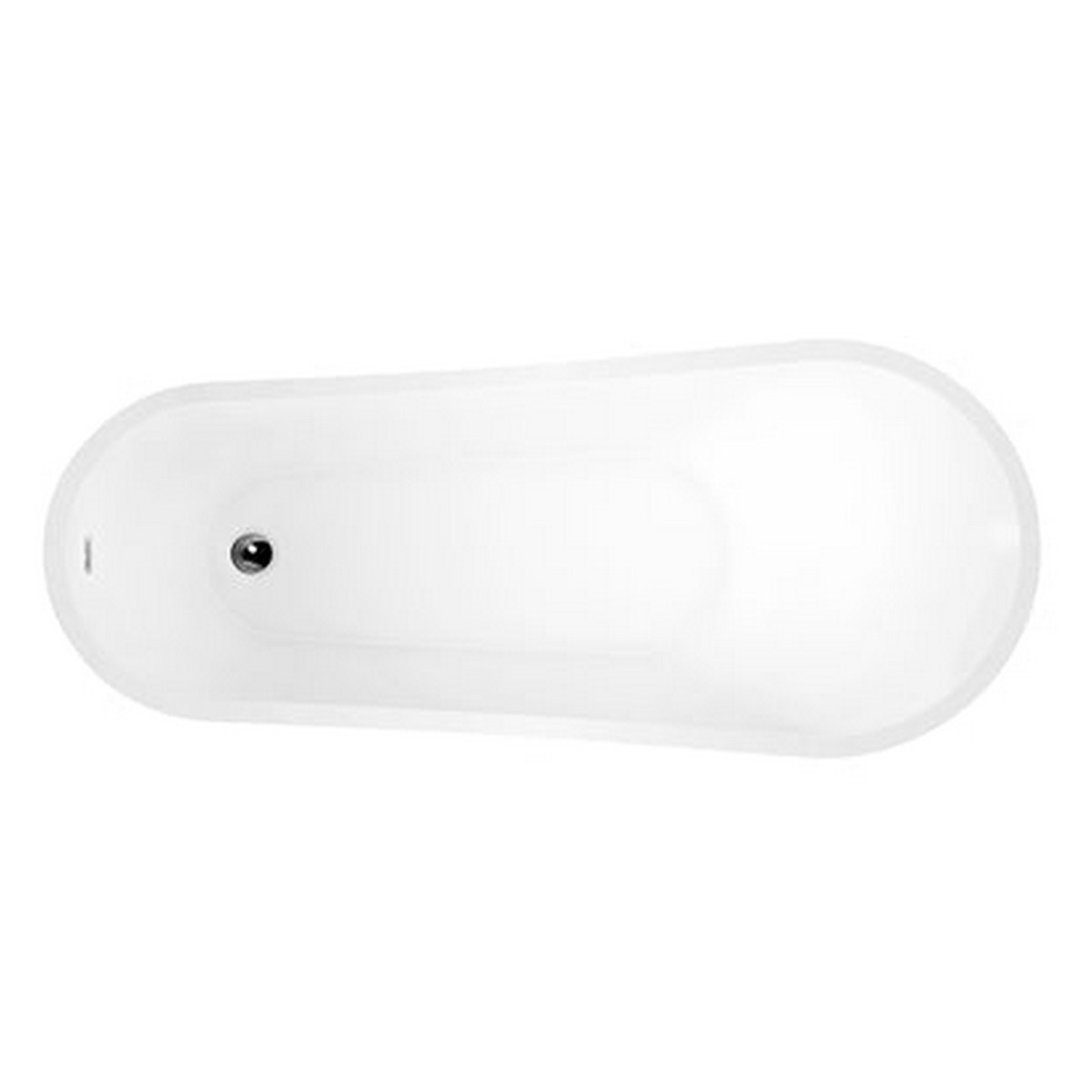 BARCLAY ATSN70FIG MCGUIRE 69 1/4 INCH ACRYLIC FREESTANDING OVAL SOAKING SLIPPER BATHTUB IN WHITE WITH INTEGRAL DRAIN AND OVERFLOW