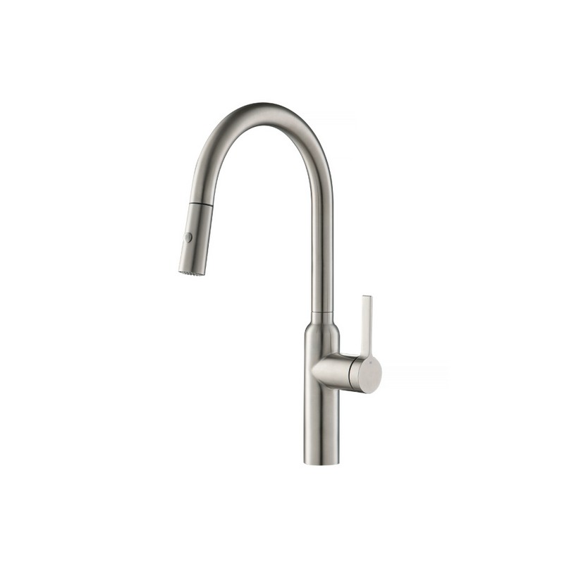 ISENBERG K.1360 ZIEL 17 3/4 INCH DUAL SPRAY STAINLESS STEEL PULL OUT KITCHEN FAUCET