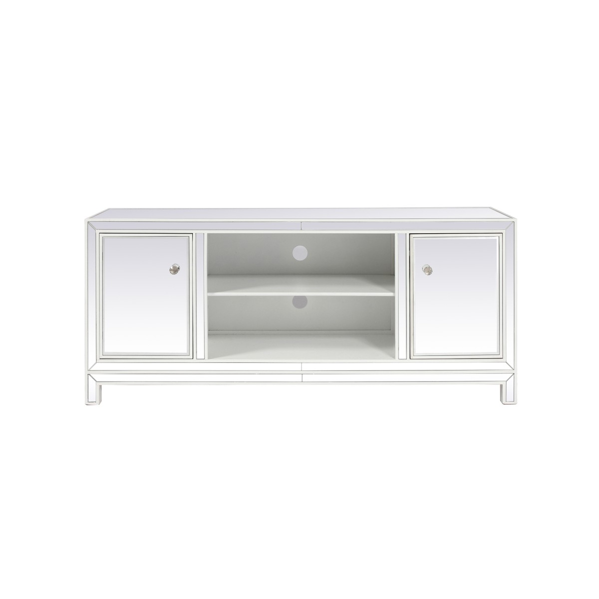ELEGANT FURNITURE LIGHTING MF701WH REFLEXION 60 INCH MIRRORED TV STAND IN WHITE