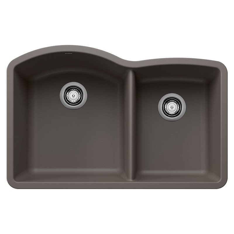 BLANCO 443101 DIAMOND 32 1/8 INCH UNDERMOUNT DOUBLE BOWL SILGRANIT KITCHEN SINK - VOLCANO GRAY