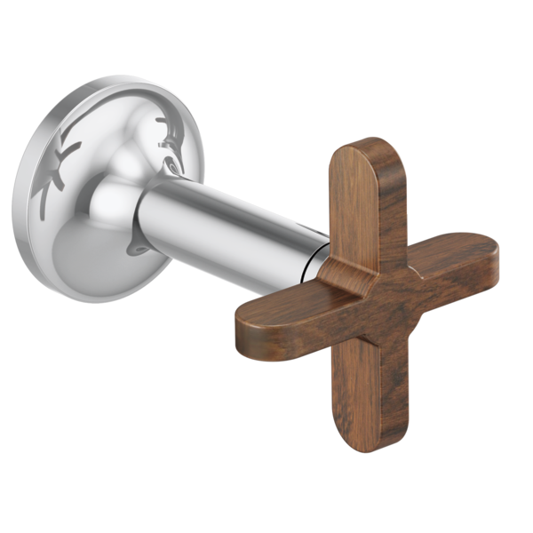 BRIZO HX5875-WD ODIN 4 1/4 INCH WALL MOUNT CROSS WOOD HANDLES FOR BATHROOM FAUCET