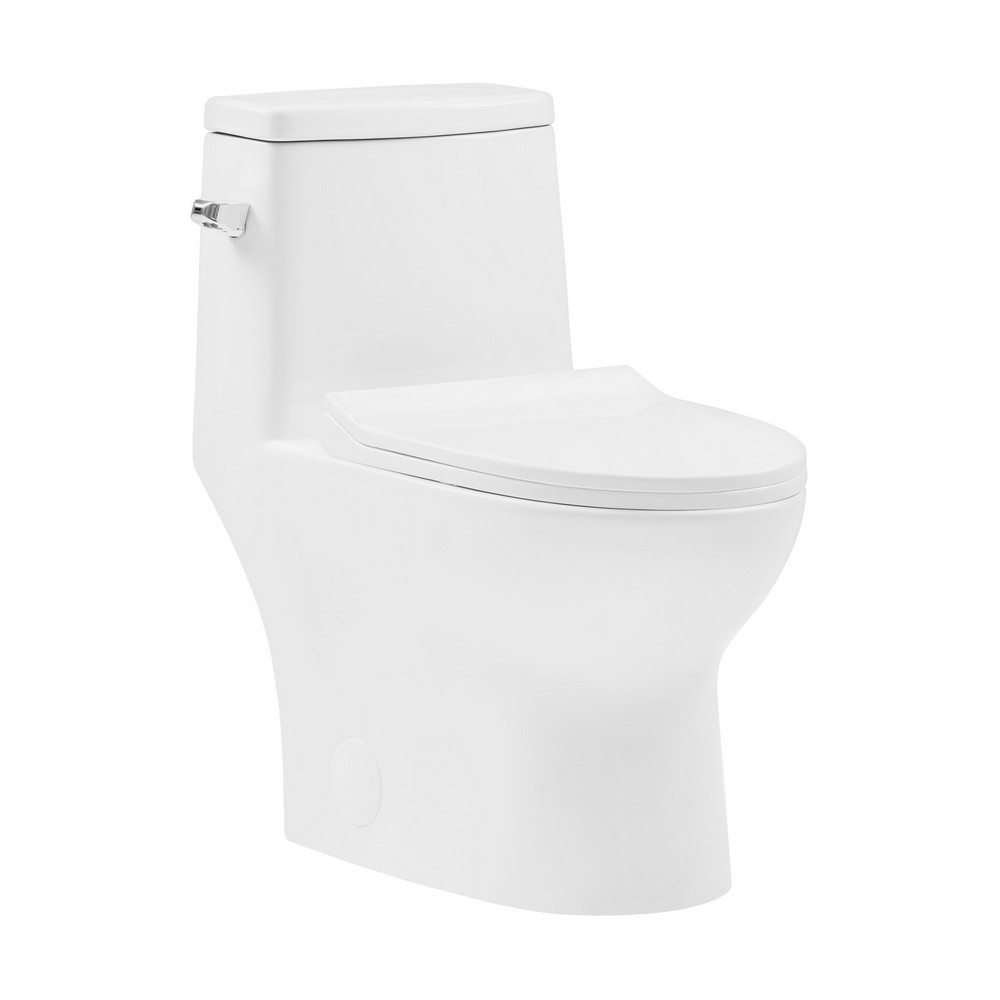 SWISS MADISON SM-1T124 IVY 27 1/2 INCH ONE PIECE LEFT SIDE FLUSH ELONGATED TOILET, 1.28 GPF