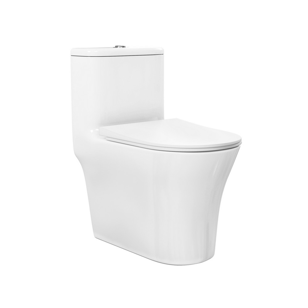 SWISS MADISON SM-1T300 CASCADE 24 5/8 INCH ONE PIECE DUAL FLUSH COMPACT TOILET, 1.1/1.6 GPF