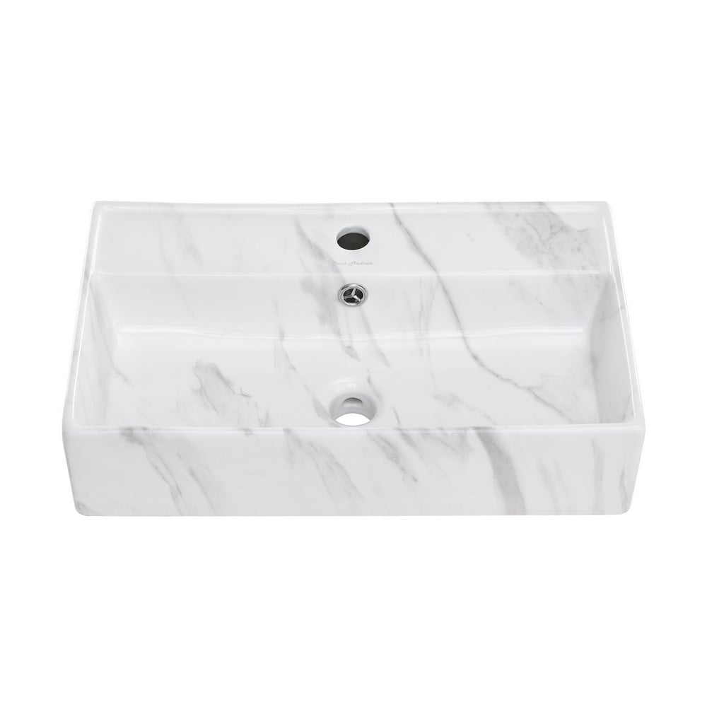 SWISS MADISON SM-WS318W1 CLAIRE 22 INCH RECTANGLE WALL MOUNT BATHROOM SINK IN WHITE MARBLE