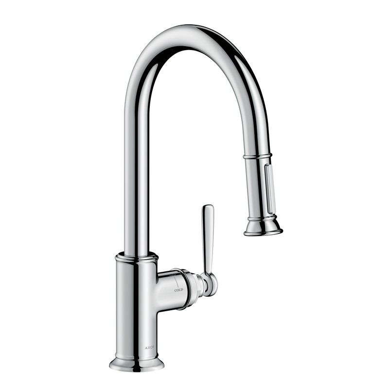 HANSGROHE 16581 AXOR MONTREUX 15 5/8 INCH DECK MOUNTED PULL-DOWN KITCHEN FAUCET
