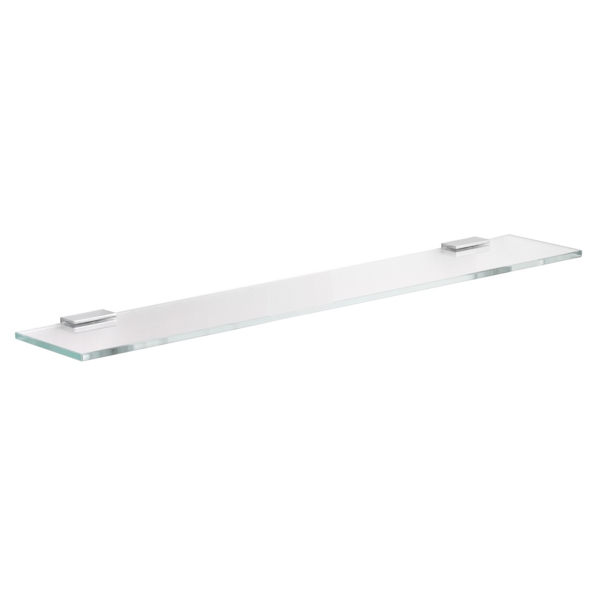 KEUCO 12710015500 MOLL 19 3/4 INCH WALL MOUNTED GLASS SHELF WITH BRACKETS IN POLISHED CHROME