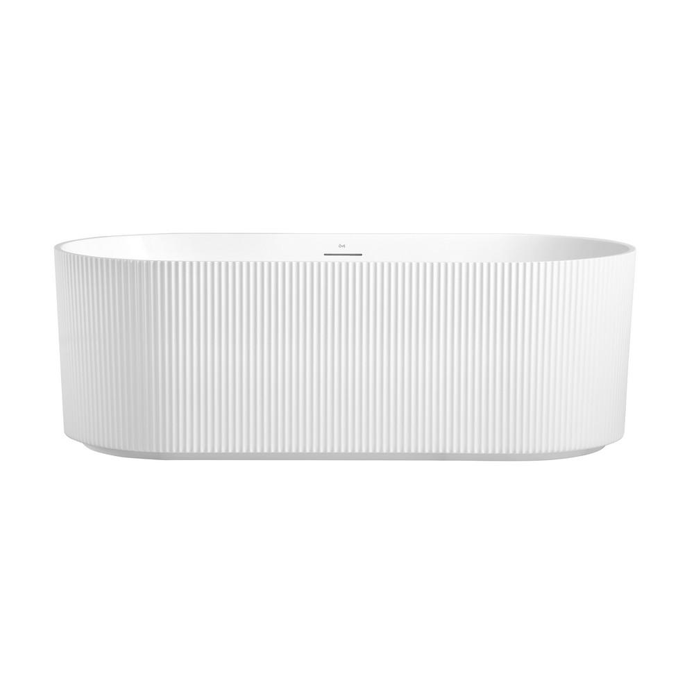 OVE DECORS 15BTU-FAYE67-WHTTW FAYE 67 INCH FLUTED OVAL FREESTANDING ACRYLIC BATHTUB IN WHITE WITH SIDE DRAIN