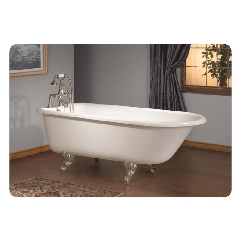 CHEVIOT 2092-WC TRADITIONAL 54 INCH CAST IRON BATHTUB WITH FAUCET HOLE DRILLINGS IN WALL OF TUB