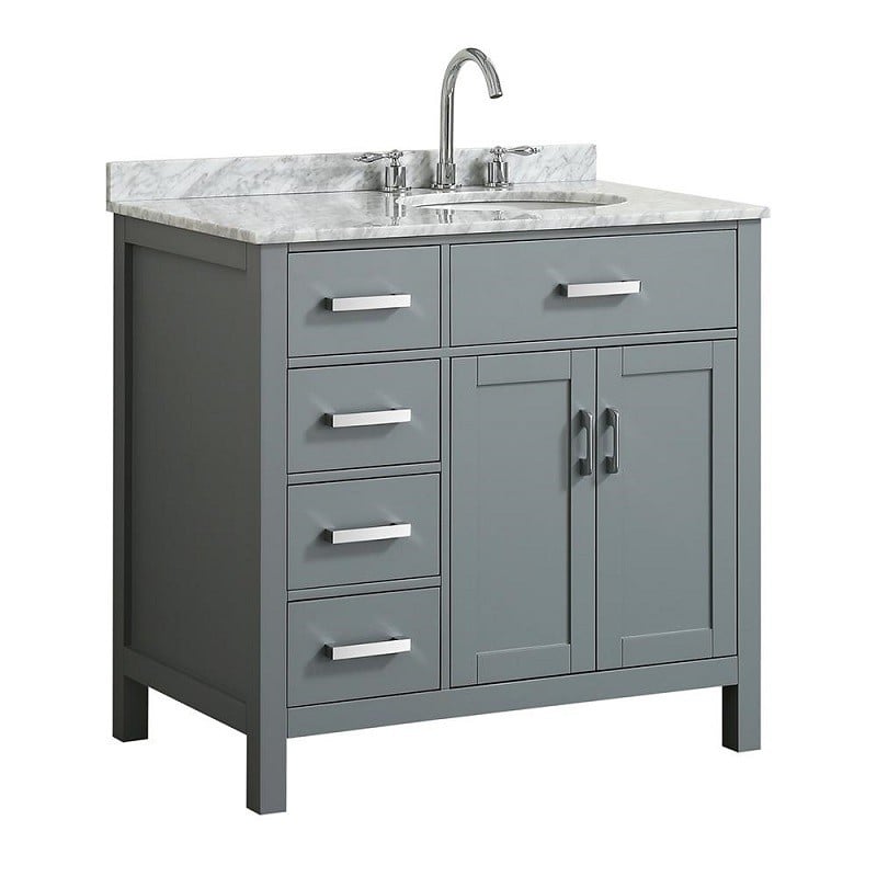 BELMONT DECOR BDV037SLOVL HAMPTON 37 INCH SINGLE SINK VANITY WITH LEFT OFFSET OVAL SINK