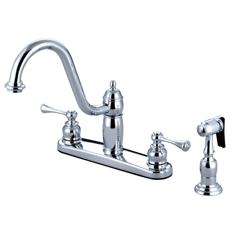KINGSTON BRASS KB111BLBS HERITAGE 8-INCH CENTERSET KITCHEN FAUCET WITH SIDESPRAY