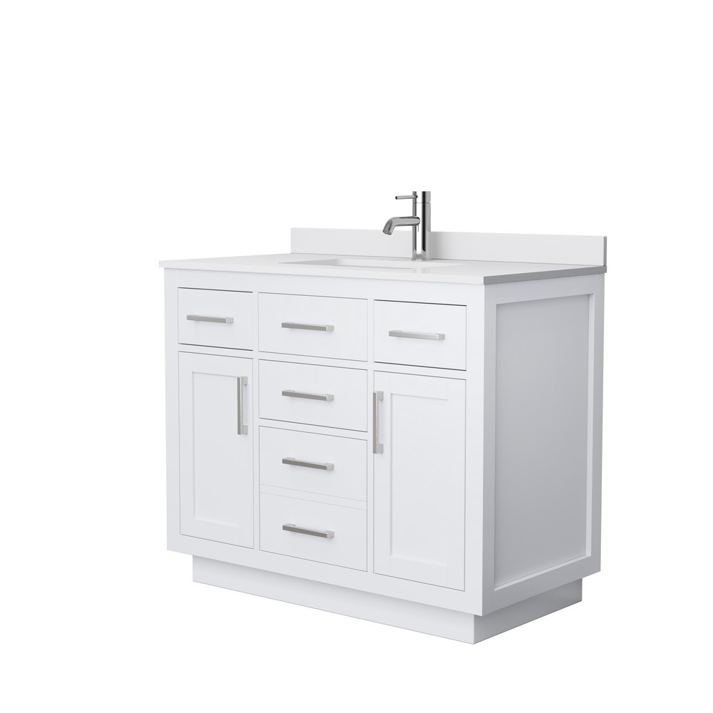 WYNDHAM COLLECTION WCG262642S BECKETT TK 42 INCH FREESTANDING SINGLE SINK BATHROOM VANITY WITH TOE KICK AND COUNTERTOP