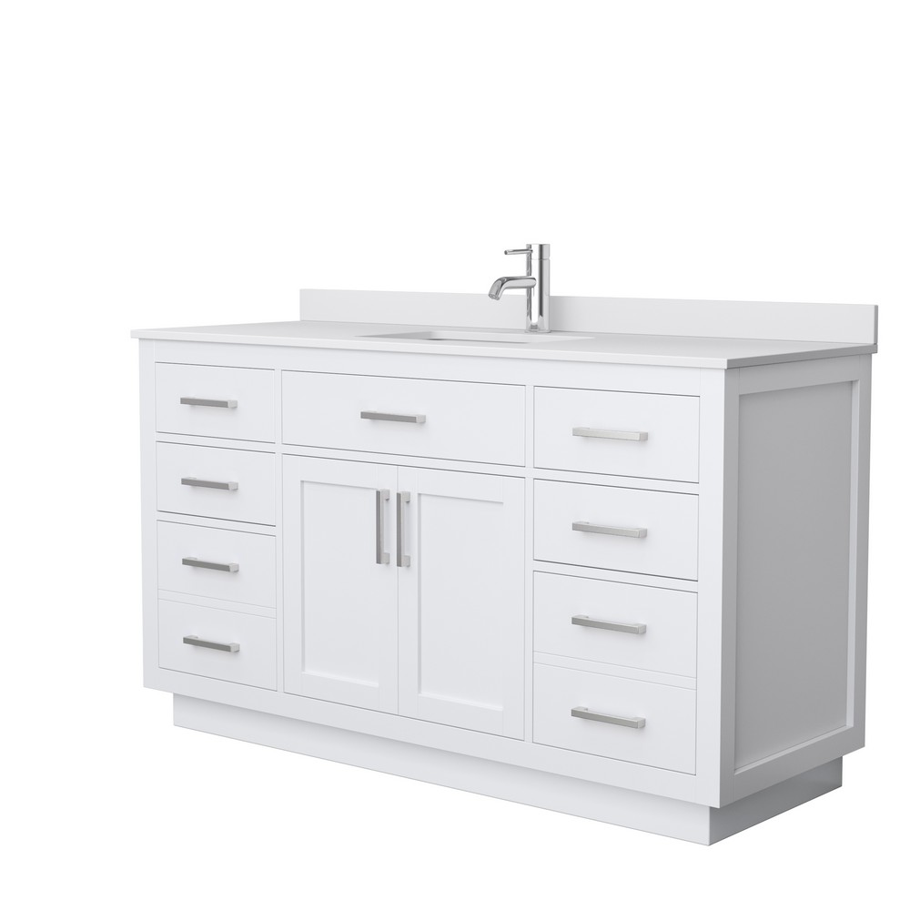WYNDHAM COLLECTION WCG262660S BECKETT TK 60 INCH FREESTANDING SINGLE SINK BATHROOM VANITY WITH TOE KICK AND COUNTERTOP