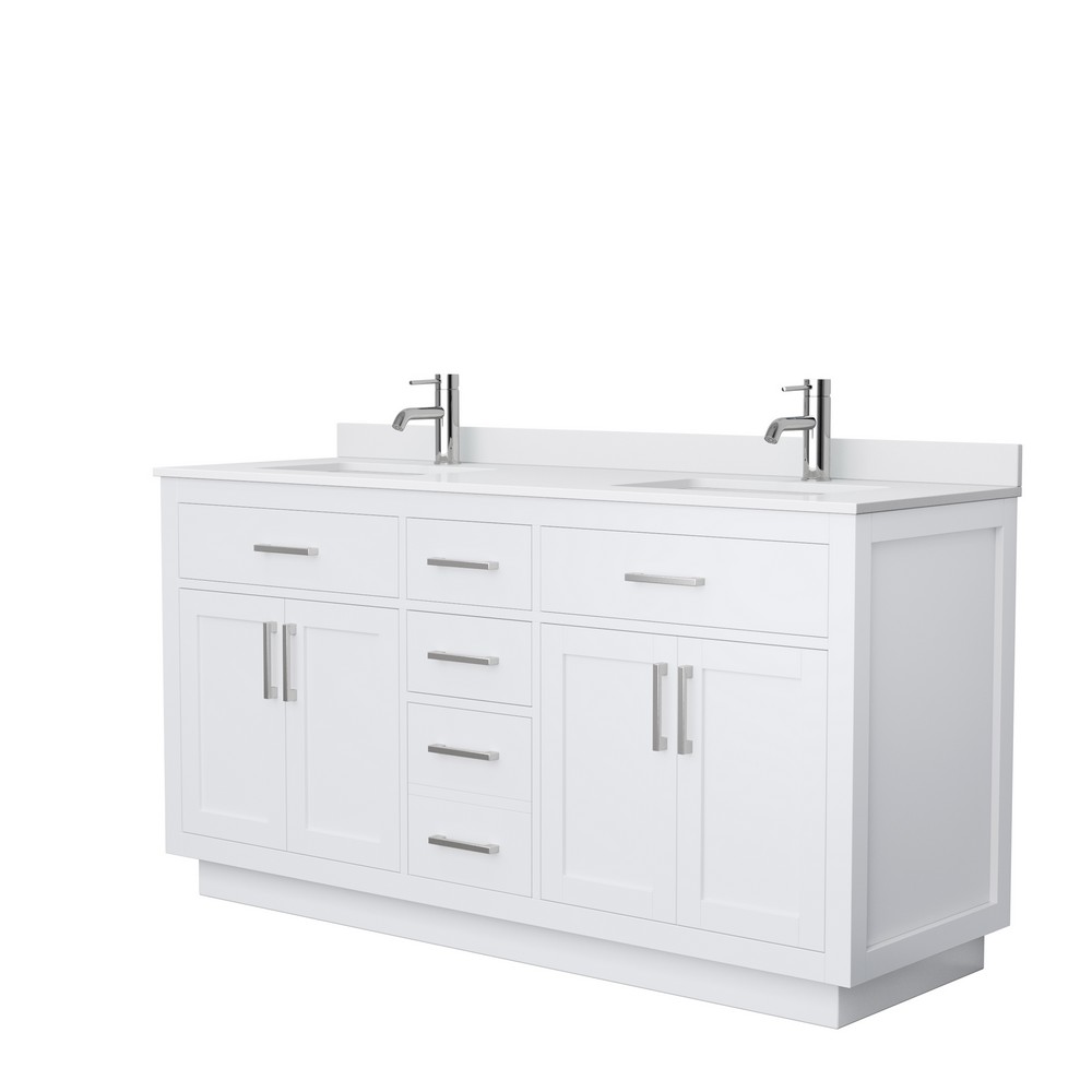 WYNDHAM COLLECTION WCG262666D BECKETT TK 66 INCH FREESTANDING DOUBLE SINK BATHROOM VANITY WITH TOE KICK AND COUNTERTOP