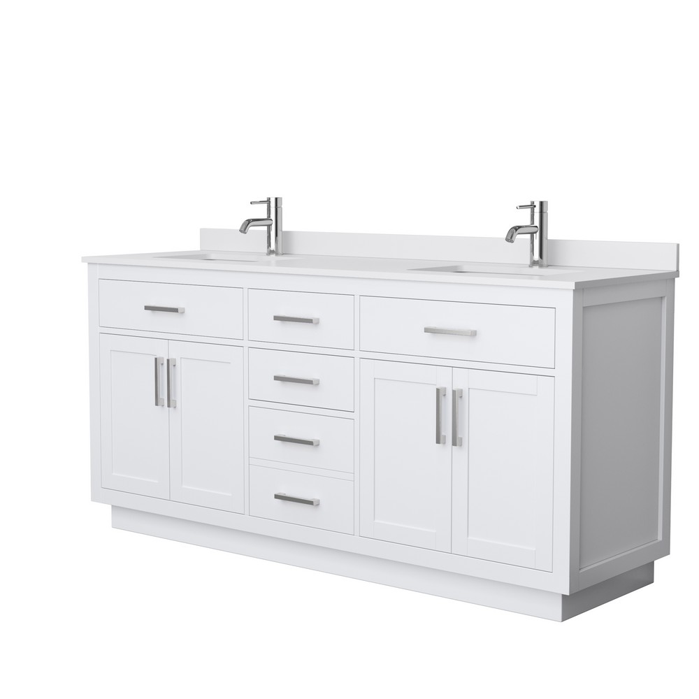 WYNDHAM COLLECTION WCG262672D BECKETT TK 72 INCH FREESTANDING DOUBLE SINK BATHROOM VANITY WITH TOE KICK AND COUNTERTOP