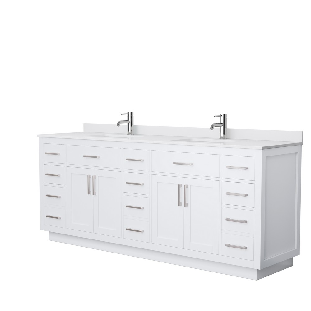 WYNDHAM COLLECTION WCG262684D BECKETT TK 84 INCH FREESTANDING DOUBLE SINK BATHROOM VANITY WITH TOE KICK AND COUNTERTOP