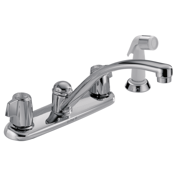 DELTA 2400LF CLASSIC TWO HANDLE KITCHEN FAUCET WITH SPRAY - CHROME FINISH