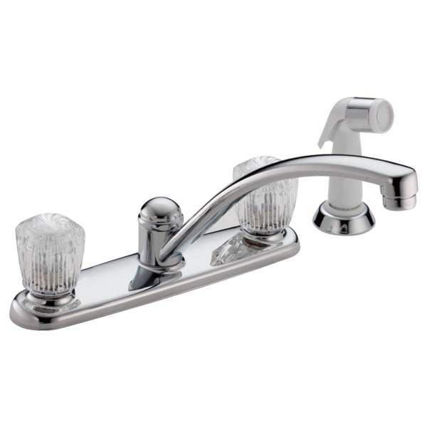 DELTA 2402LF CLASSIC TWO HANDLE KITCHEN FAUCET WITH SPRAY - CHROME FINISH