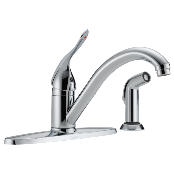 DELTA 400LF-HDF COMMERCIAL CLASSIC: SINGLE HANDLE CENTERSET KITCHEN FAUCET WITH SPRAY - CHROME