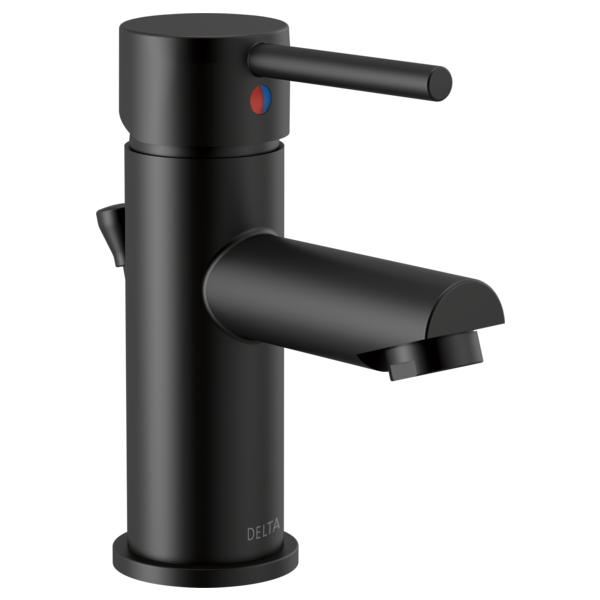 DELTA 559LF-BLGPM-PP MODERN 7 1/4 INCH SINGLE HOLE DECK MOUNT BATHROOM FAUCET WITH POP-UP DRAIN ASSEMBLY AND LEVER HANDLE - MATTE BLACK