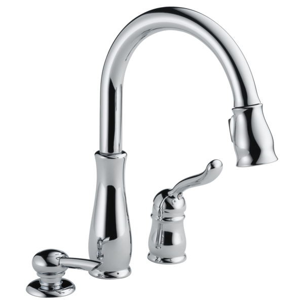 DELTA 978-SD-DST LELAND: SINGLE HANDLE PULL-DOWN KITCHEN FAUCET WITH SOAP DISPENSER - CHROME