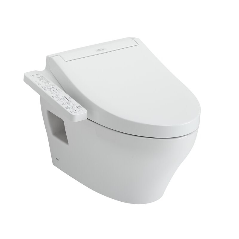 TOTO CWT4283074CMFG#MS WASHLET 1.28 GPF WALL MOUNTED ELONGATED TOILET WITH SEAT - SILVER