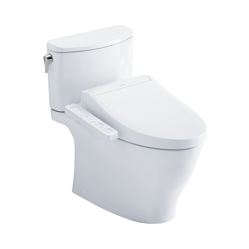TOTO MW4423074CEFG#01 WASHLET 1.28 GPF FLOOR MOUNTED ELONGATED TWO-PIECE TOILET WITH SEAT - WHITE