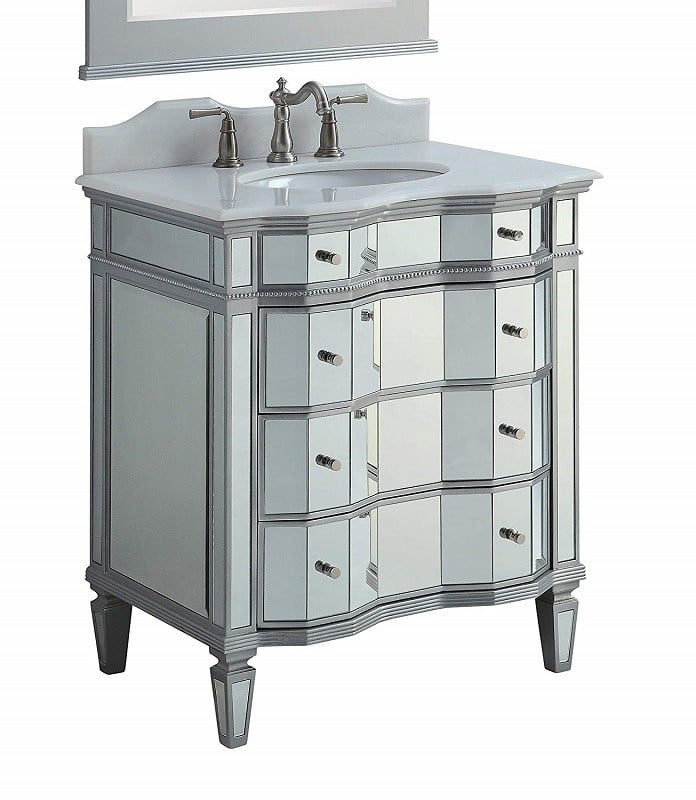 CHANS FURNITURE BWV-025/30 ASHLEY 30 INCH SILVER BATHROOM SINK VANITY