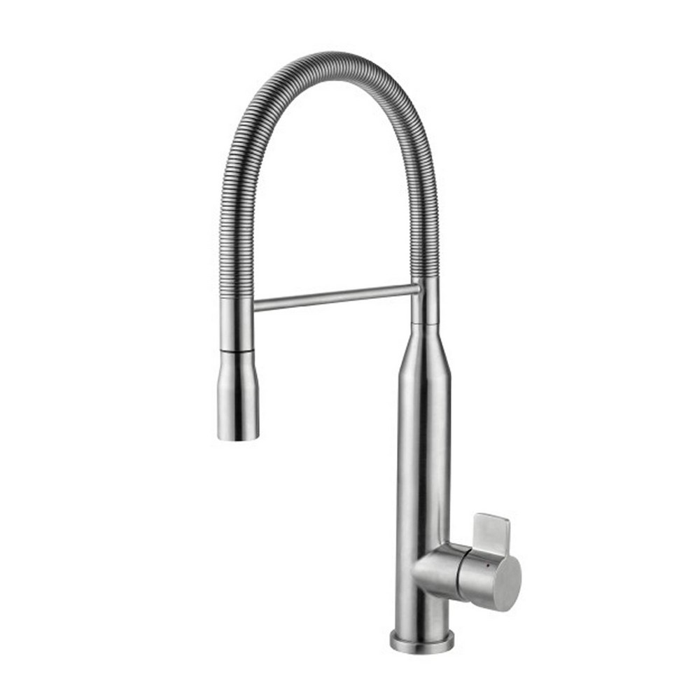 DAX DAX-S1095A 3 1/4 INCH STAINLESS STEEL SINGLE HANDLE PULL DOWN KITCHEN FAUCET IN BRUSHED STAINLESS STEEL