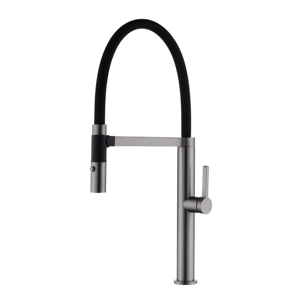 DAX DAX-S2417 21 5/8 INCH BRASS SINGLE HANDLE PULL OUT KITCHEN FAUCET WITH DUAL SPRAYER AND SHOWER