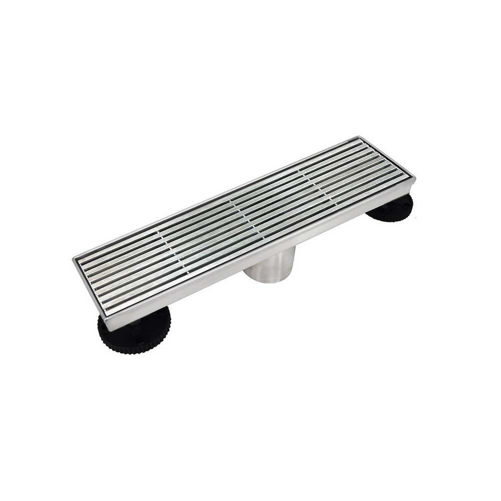 DAX DR12-H01 12 INCH STAINLESS STEEL RECTANGULAR SHOWER FLOOR DRAIN IN BRUSHED STAINLESS STEEL