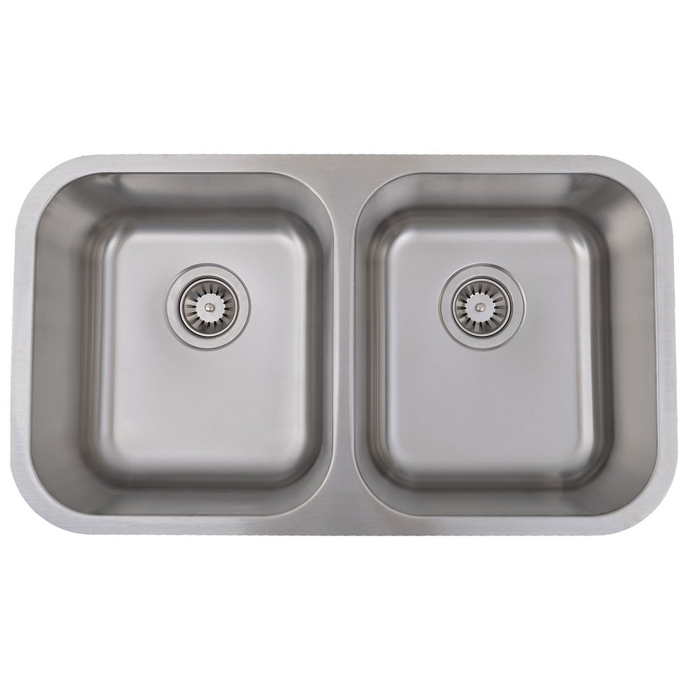 DAX KA-3118 32 1/4 INCH 50/50 DOUBLE BOWL UNDERMOUNT KITCHEN SINK IN BRUSHED STAINLESS STEEL