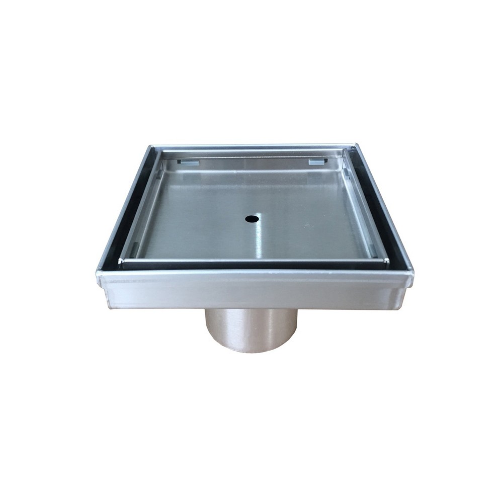 DAX RTZS3T01 4 INCH STAINLESS STEEL SQUARE SHOWER FLOOR DRAIN IN BRUSHED STAINLESS STEEL