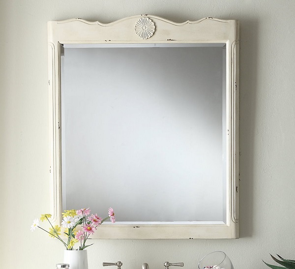 CHANS FURNITURE MIR081WP DALEVILLE 32 INCH DISTRESSED CREAM WALL MIRROR