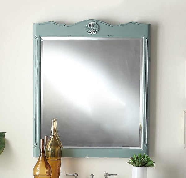 CHANS FURNITURE MIR081Y DALEVILLE 32 INCH MINT BLUE VINTAGE WALL MIRROR