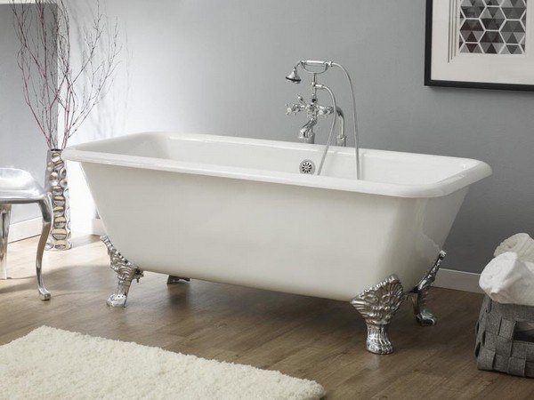 CHEVIOT 2173-WW SPENCER 67 INCH CAST IRON BATHTUB WITH CONTINUOUS ROLLED RIM IN WHITE