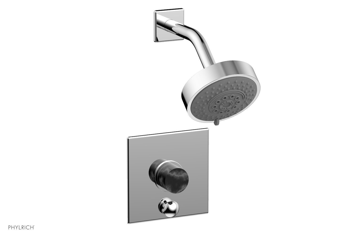 PHYLRICH 4-194-032 BASIC II WALL MOUNT PRESSURE BALANCE SHOWER AND DIVERTER SET WITH SOAP STONE LEVER HANDLE