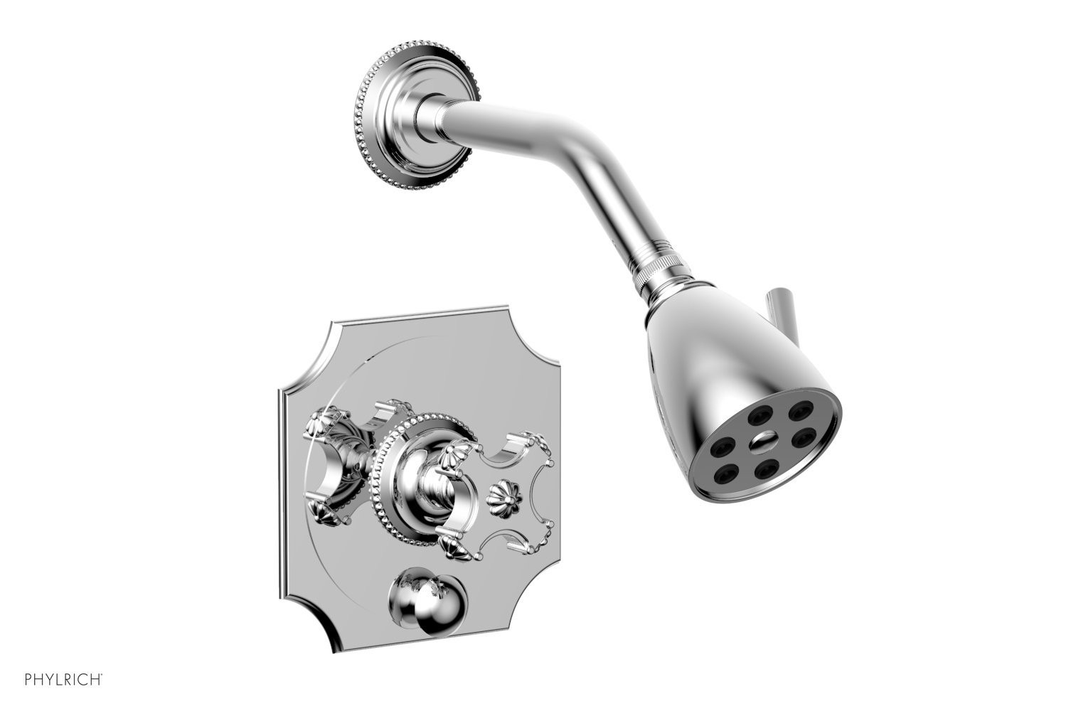 PHYLRICH 4-477 MARVELLE WALL MOUNT PRESSURE BALANCE SHOWER AND DIVERTER SET WITH CROSS HANDLE