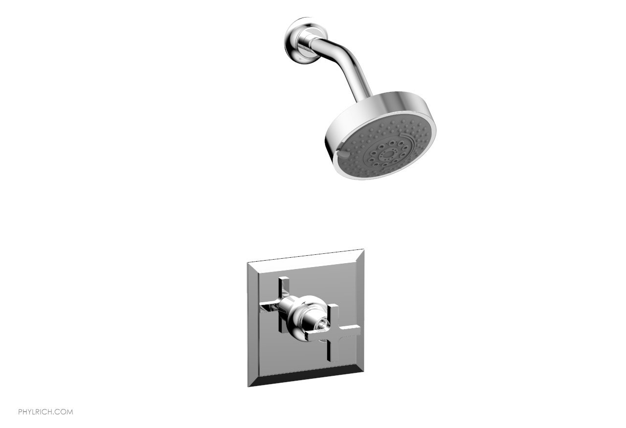PHYLRICH 501-21 HEX MODERN WALL MOUNT PRESSURE BALANCE SHOWER SET WITH CROSS HANDLE
