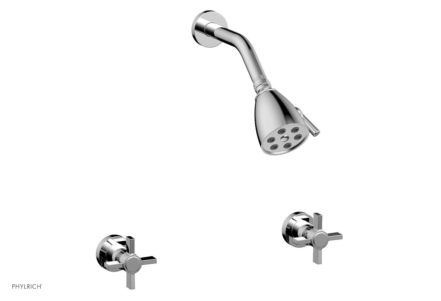 PHYLRICH D3137 BASIC WALL MOUNT SHOWER SET WITH TWO BLADE CROSS HANDLES