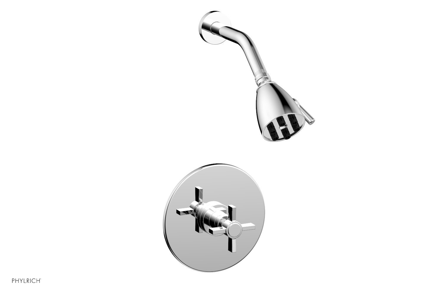 PHYLRICH DPB3137 BASIC WALL MOUNT PRESSURE BALANCE SHOWER SET WITH BLADE CROSS HANDLE