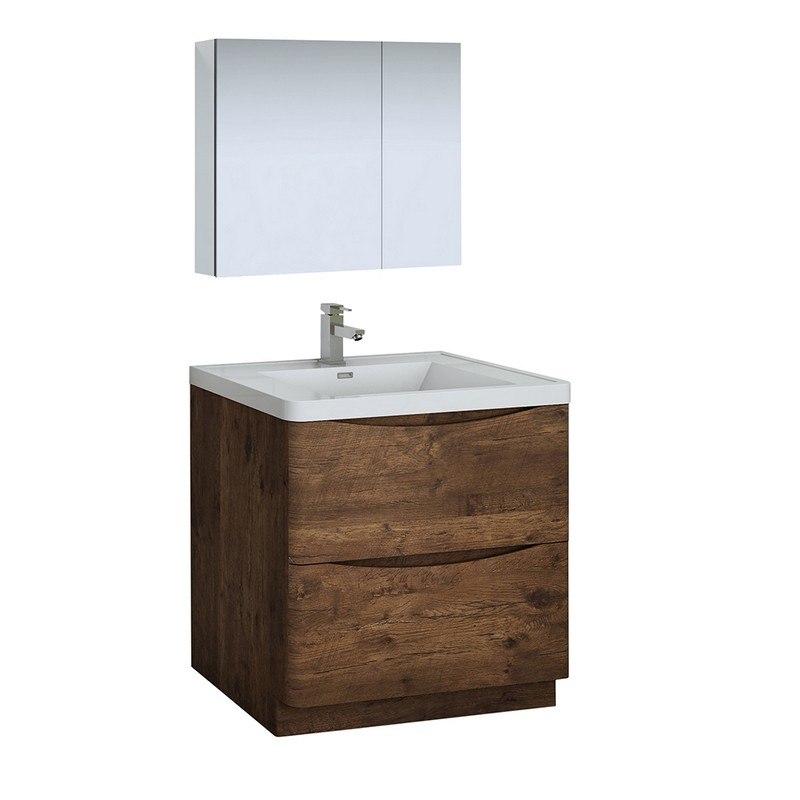 FRESCA FVN9132RW TUSCANY 32 INCH ROSEWOOD FREE STANDING MODERN BATHROOM VANITY WITH MEDICINE CABINET
