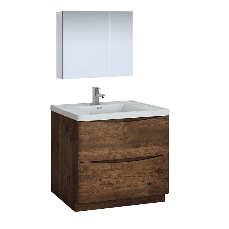 FRESCA FVN9136RW TUSCANY 36 INCH ROSEWOOD FREE STANDING MODERN BATHROOM VANITY WITH MEDICINE CABINET