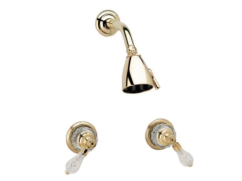 PHYLRICH K3181 REGENT WALL MOUNT SHOWER SET WITH TWO CUT CRYSTAL LEVER HANDLES